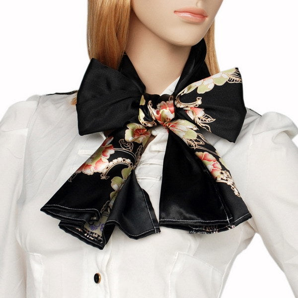 Blando Black Flowers Floral Patterns Exquisitely Elegant comfy Silk Scarf/Wrap/Shawl(Large)