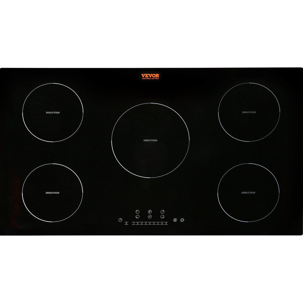 VEVOR Electric Cooktop, 5 Burners, 36'' Induction Stove Top, Built-in Magnetic Cooktop 9200W, 9 Heating Level Multifunctional Burner, LED Touch Screen w/ Child Lock & Over-Temperature Protection