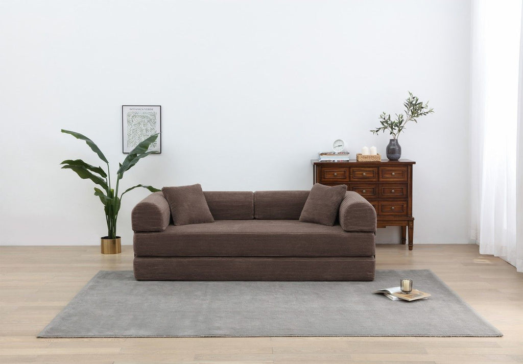 Foldable Sofa Bed, 77.9'' Folding Floor Couch, Compressed Convertable Sleeper Sofa, Memory Foam Couch with Pillow Back Support Armrest, 4-in-1 Futon Sofa Bed for Living Room, Army green