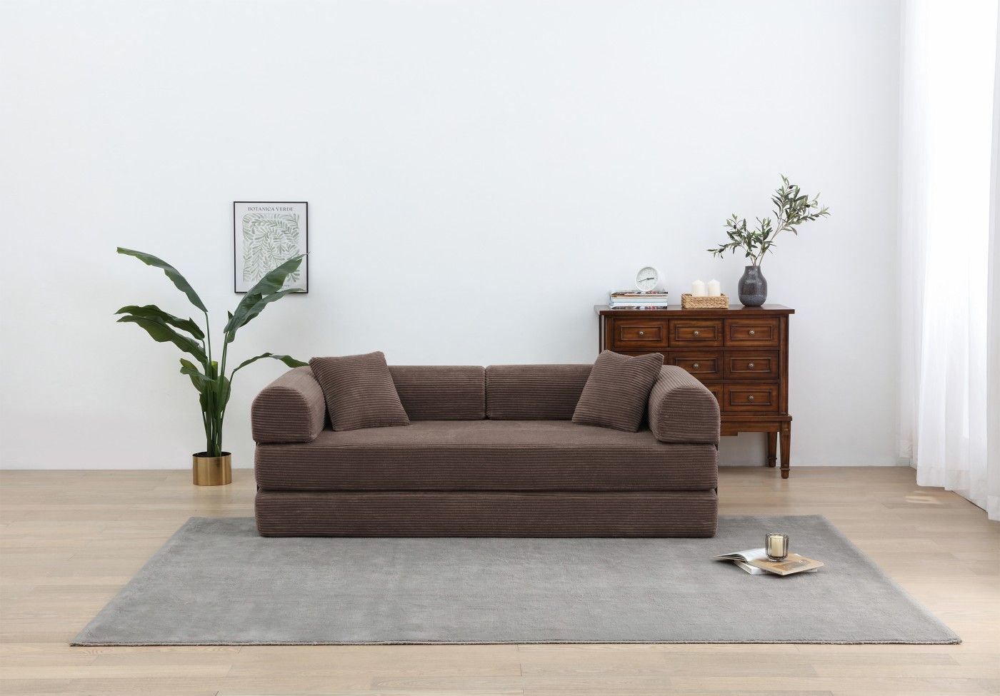 77.9'' Convertible Folding Sofa Bed – 4-in-1 Modular Floor Couch, Corduroy Small Cloud Couch, Compressed Foldable Sleeper Sofa, King Size Futon for Bedroom, Guest Room (Pink)