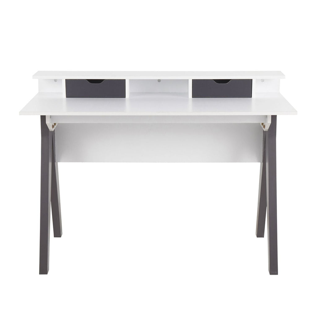 Wishbone Contemporary Desk in Grey and White Wood by