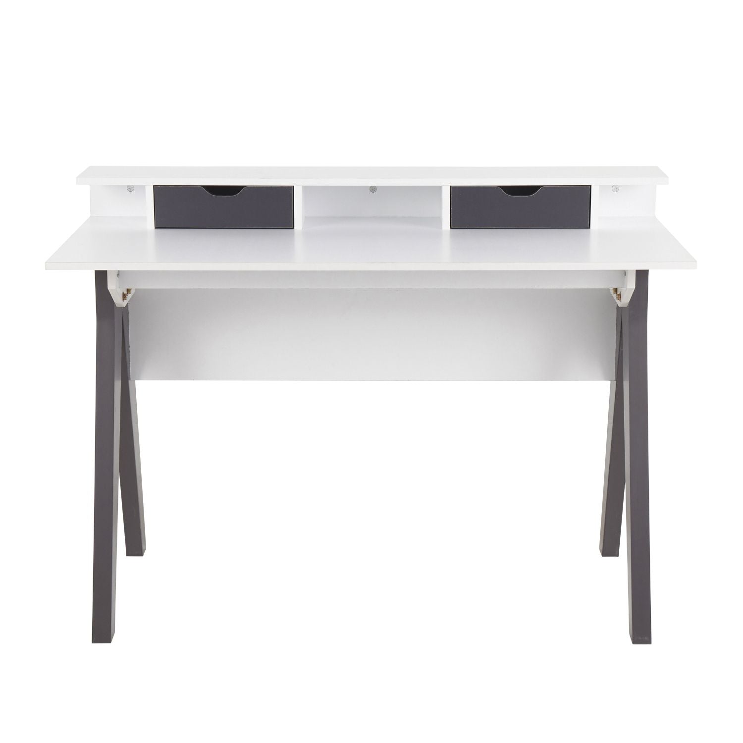 Wishbone Contemporary Desk in Grey and White Wood by
