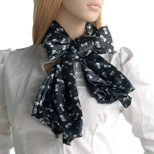 Blando Black Lovely Bowknot Design Natural Elegant Silk Scarf/Wrap/Shawl(Large)