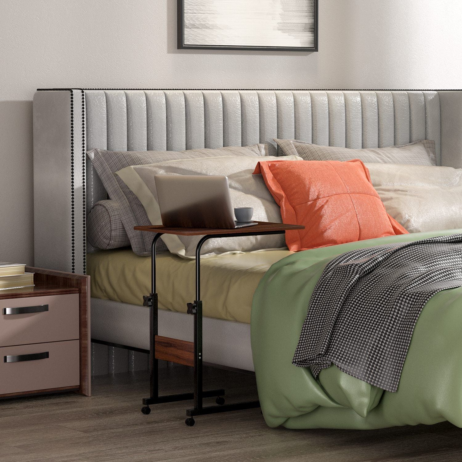 C Side Table 3-Tier Laptop Desk Small Slim Snack Side Table for Couch Bed Sofa for Small Spaces Living Room Bedroom