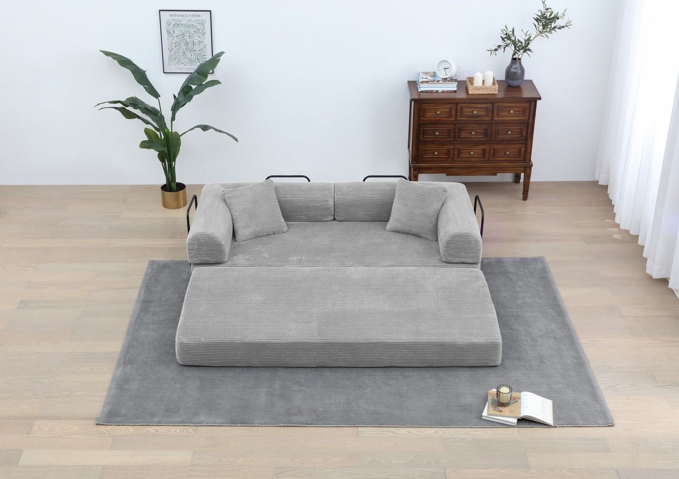 Foldable Sofa Bed, 77.9'' Folding Floor Couch, Compressed Convertable Sleeper Sofa, Memory Foam Couch with Pillow Back Support Armrest, 4-in-1 Futon Sofa Bed for Living Room, Army green