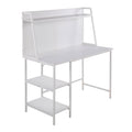 Geo Shelf Contemporary Desk in White Steel and White Wood by
