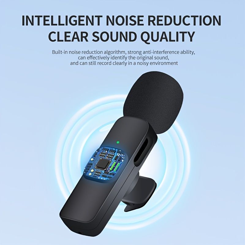 Wireless Lavalier Microphone Two In One Live Recording For Apple Android Mobile Outdoor Shooting Noise Reduction Wheat Microphone Christmas Gift For Women/Kids/Children/Men/Adults