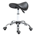 Adjustable Elegance: Hydraulic Salon Stool, Rolling Swivel Saddle Chair, PU Leather Beauty Seat for Spa, Black Finish