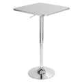 Bistro Contemporary Adjustable Square Bar Table in Silver by