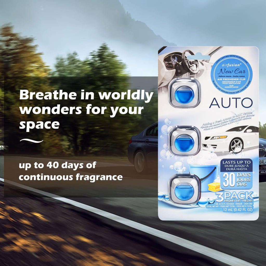 3 Pack Car Air Fresheners - Long Lasting Vent Clips For Men & Women, 3 Pack Up To 90 Days Fits All Car Refresher Odor Eliminator, New Car Scent Variety Pack