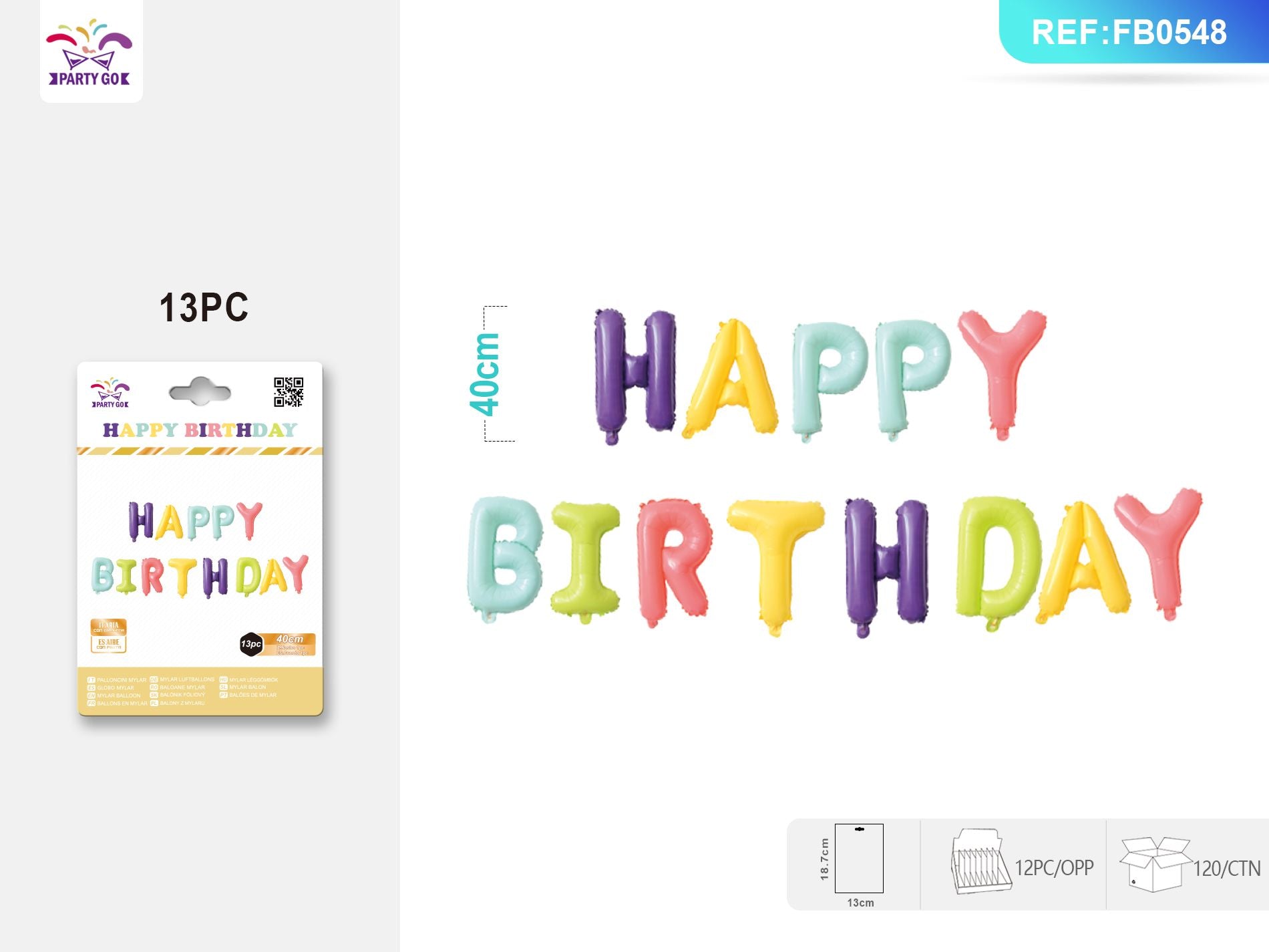 HAPPY BIRTHDAY Shape Ballon 13PCS*12 PACKS Ideals For Brithday Party