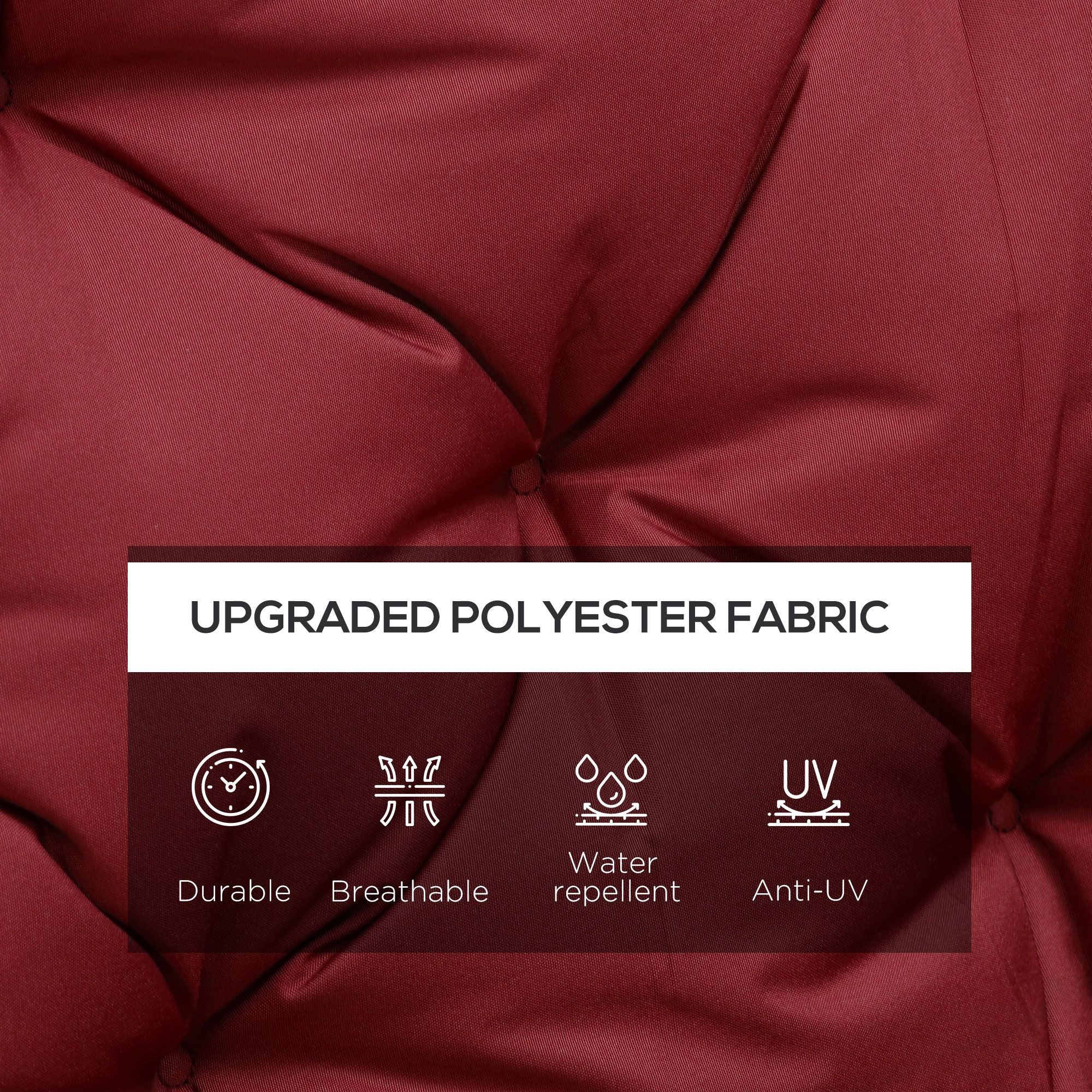 3 Seater Outdoor Swing Cushions with Backrest, Replacement Cushions for Patio Furniture, Wine Red