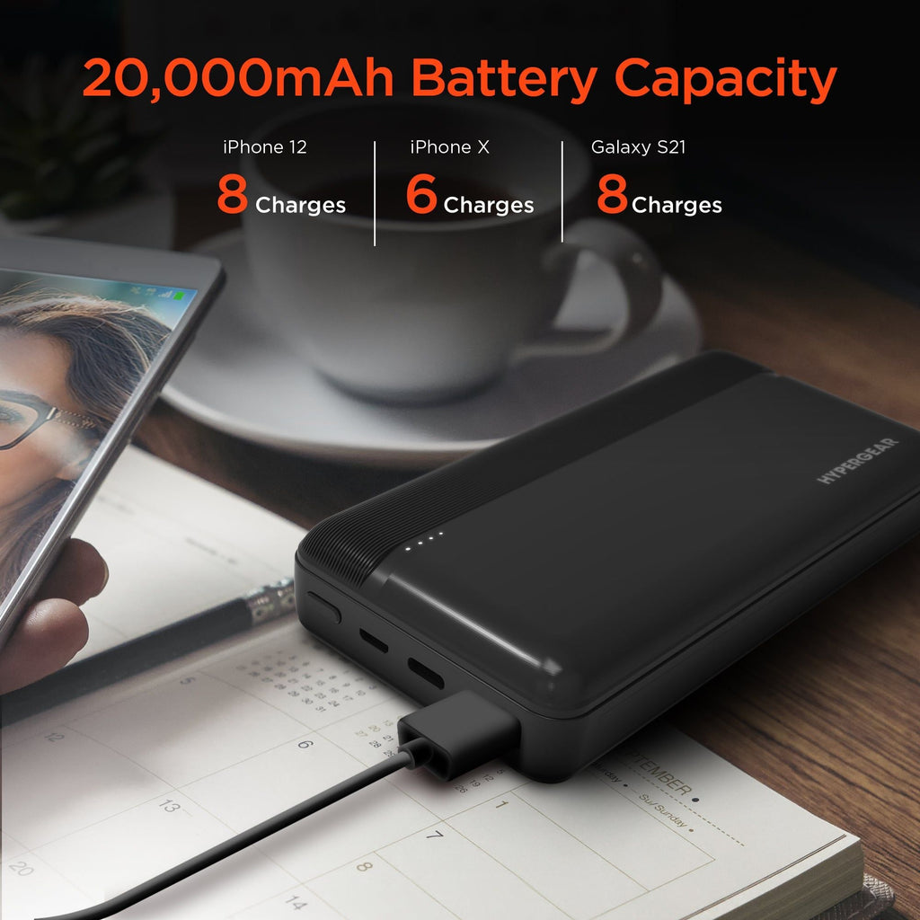 HyperGear 20000mAh 20W PD + USB Power Bank Black