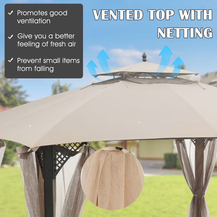 10 x 12 Feet Gazebo Replacement Top with Air Vent and Drainage Holes