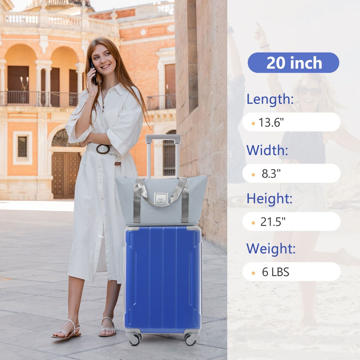 20 Inch Carry On Luggage Set 3 Piece with Spinner Wheels, Lightweight Hardshell ABS Suitcase for Weedend Getaways, Business Travel