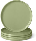 Glazed Stoneware Appetizer Plates, Ceramic 4-Piece Set, Microwave and Dishwasher-Safe, 6.7 in., Olive