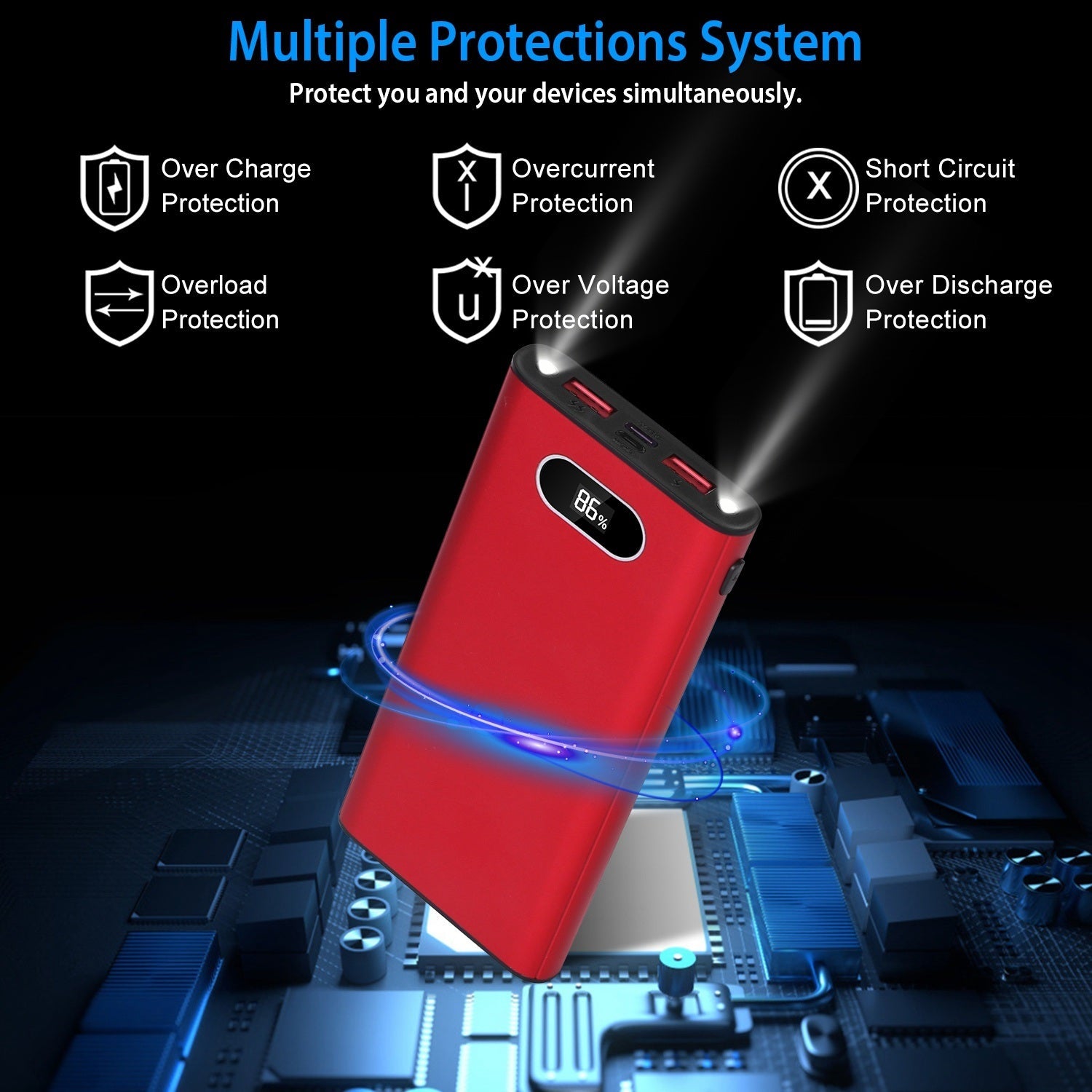 20000Mah Power Bank Portable Charger External Battery Pack 22.5W Super Fast Charging with LED Display Flashlight Fit for iPhone Samsung