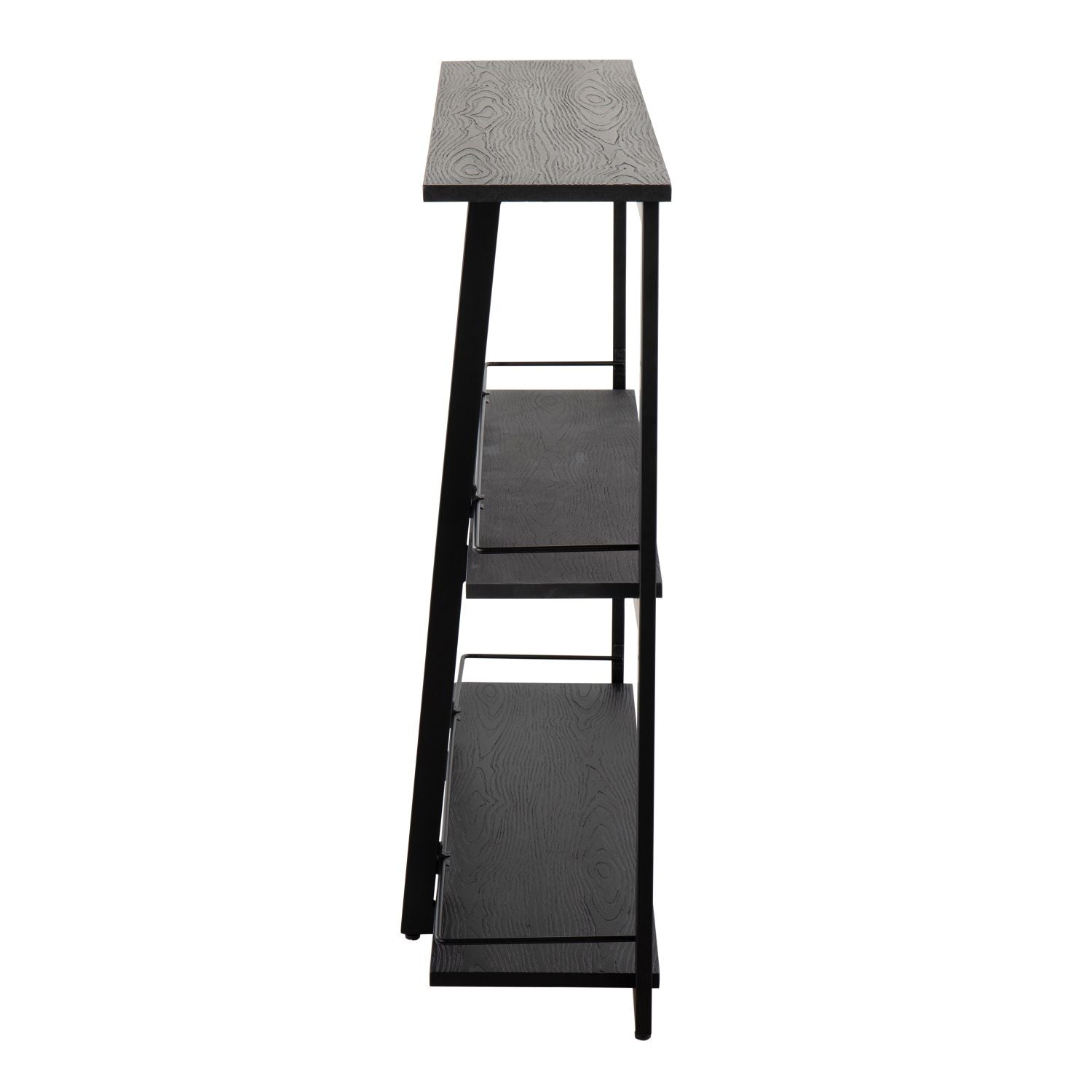 Converge Industrial Bookcase in Black Steel and Black Bamboo by