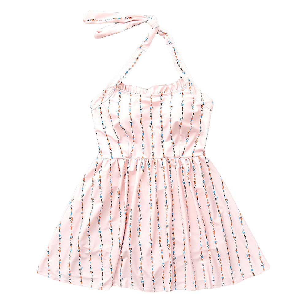 Boyshort Bathing Suit Halter Style One Piece Swimsuit Cute Beach Wear Wireless