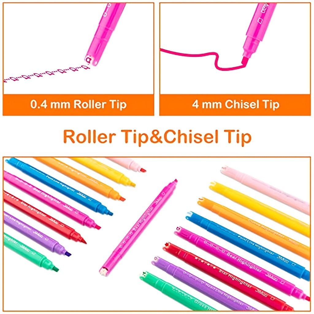 8pcs/Set Dual Tip Curve Highlighter Pen Set Marker Pens Aesthetic Highlighters Assorted Colors Flownwing Flair Pens 8 Color Highlighter Curve Pen For Art Office School Supplie