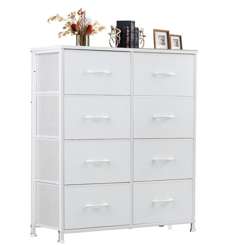 Dresser for Bedroom with 8 Drawers Tall Dresser & Chest of Drawers Fabric Dresser with Wood Top and Sturdy Steel Frame