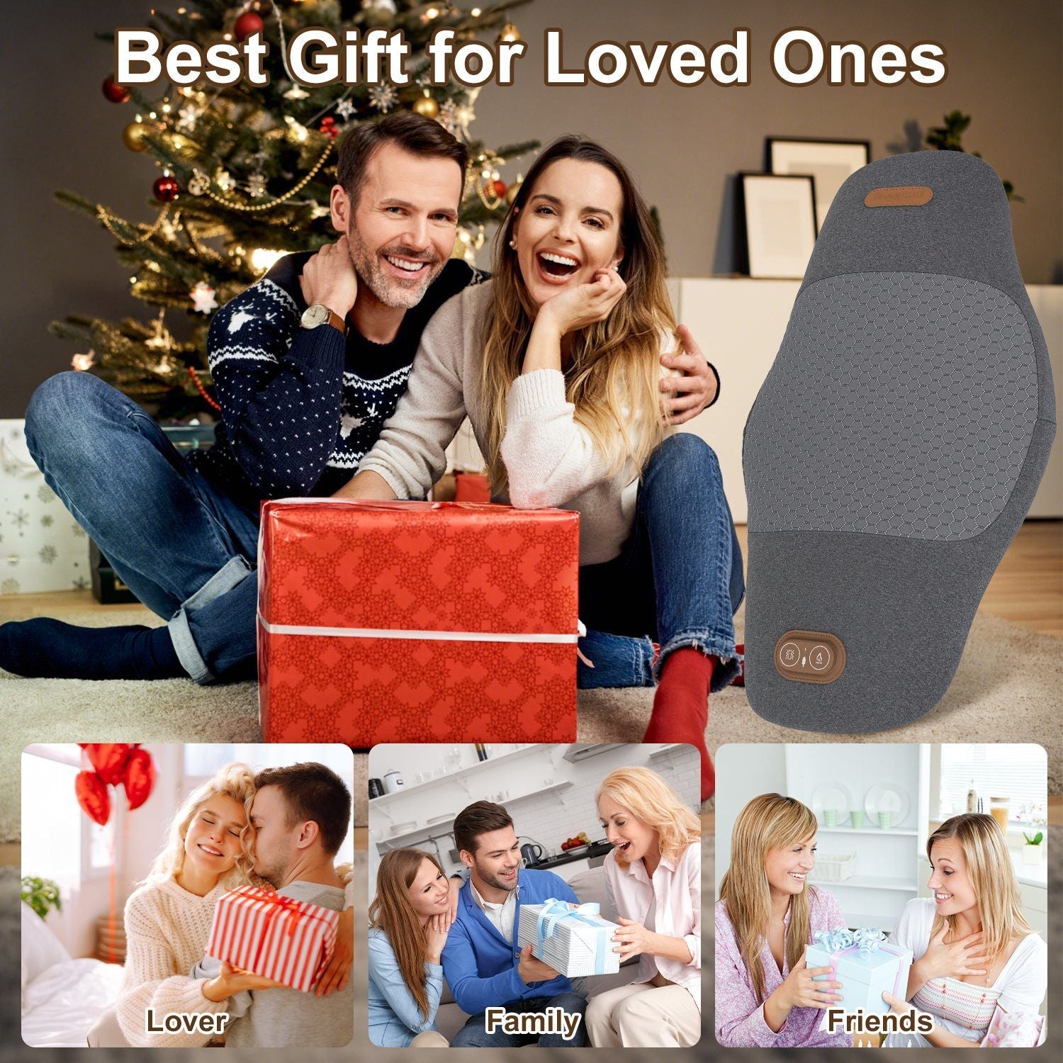 2 In 1 Electric Lumbar Massager Support Pillow Memory Foam Lower Back Massager with Heat Vibration Adapter for Pain Relief