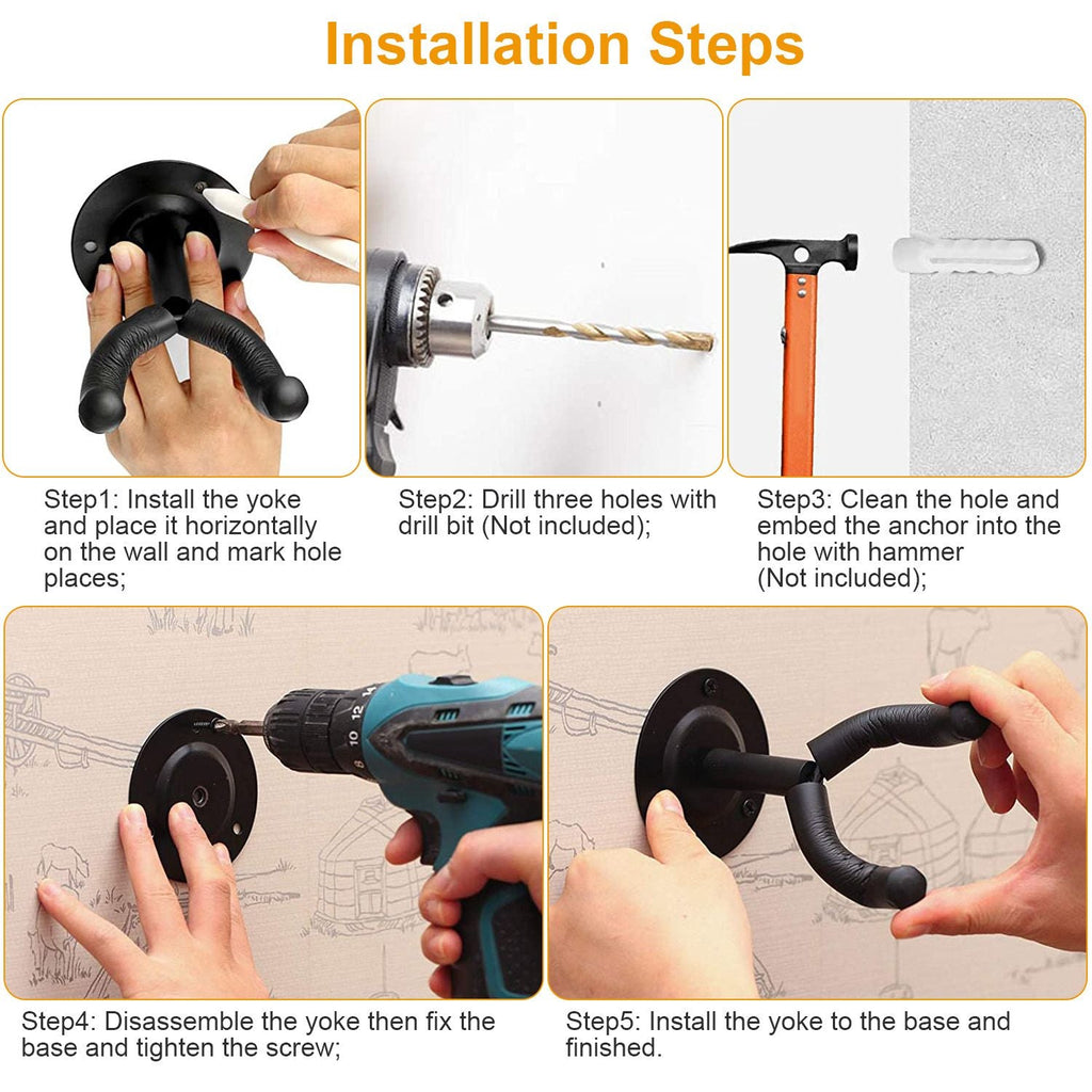 Wall Mount Guitar Hanger Padded Steel Guitar Bracket Holder Hook Rack