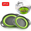 Collapsible Colander Silicone Bowl Strainer Set of 2, Portable Folding Filter Basket Bowls Container Rubber Strainer, Use for Draining Fruits, Vegetables and Pastas