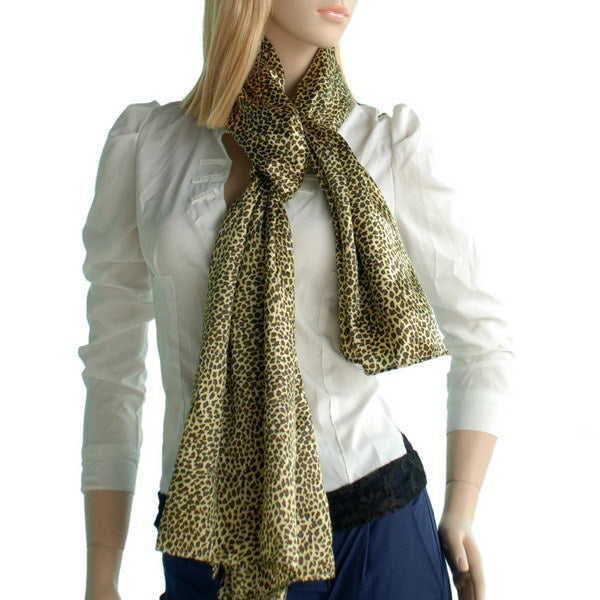 Blando Chic Small Leopard Animal Print Soft Natural Silk Scarf/Wrap/Shawl(Large)