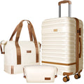 Expandable Suitcase Set Luggage Sets, 20 inch Carry On Luggage with TSA Lock and Double Spinner Wheels,(Ivory White,3 PCS set )