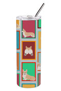 Lots of Fawn Pembroke Corgi Stainless Steel Skinny Tumbler Vacuum Double Walled Reusable Insulated Tumbler Travel Cup for Coffee Cocktails Gift with Lid, 20 oz