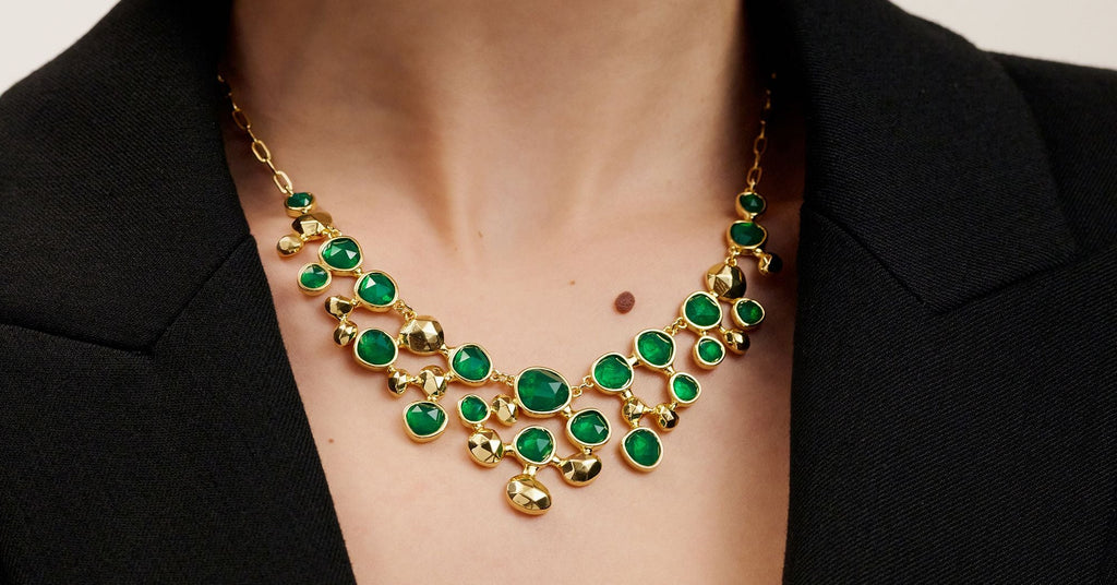 Jane Stone Fashion Statement Collar Necklace Vintage Openwork Bib Costume Jewelry