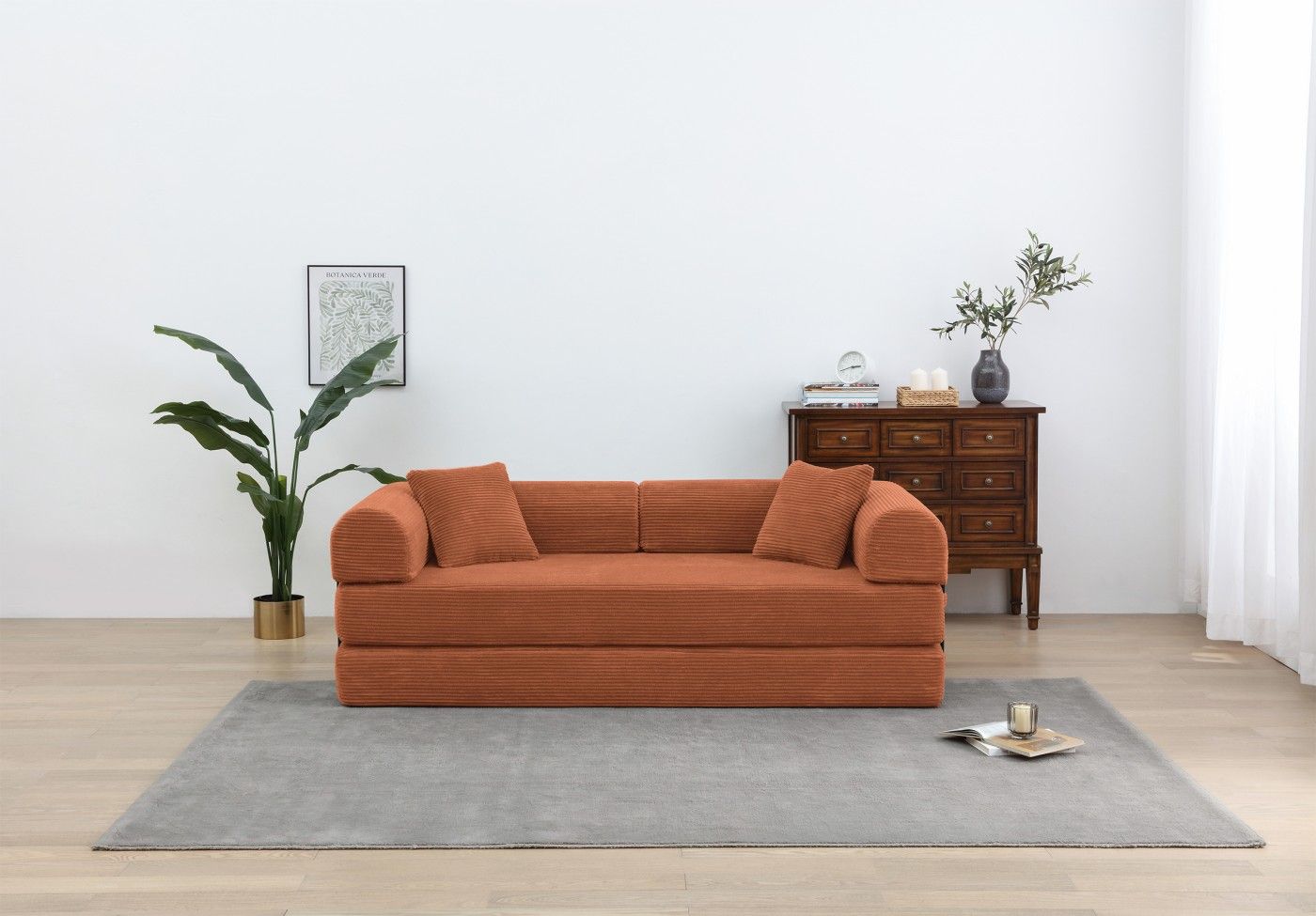Foldable Sofa Bed, 77.9'' Folding Floor Couch, Compressed Convertable Sleeper Sofa, Memory Foam Couch with Pillow Back Support Armrest, 4-in-1 Futon Sofa Bed for Living Room, Army green