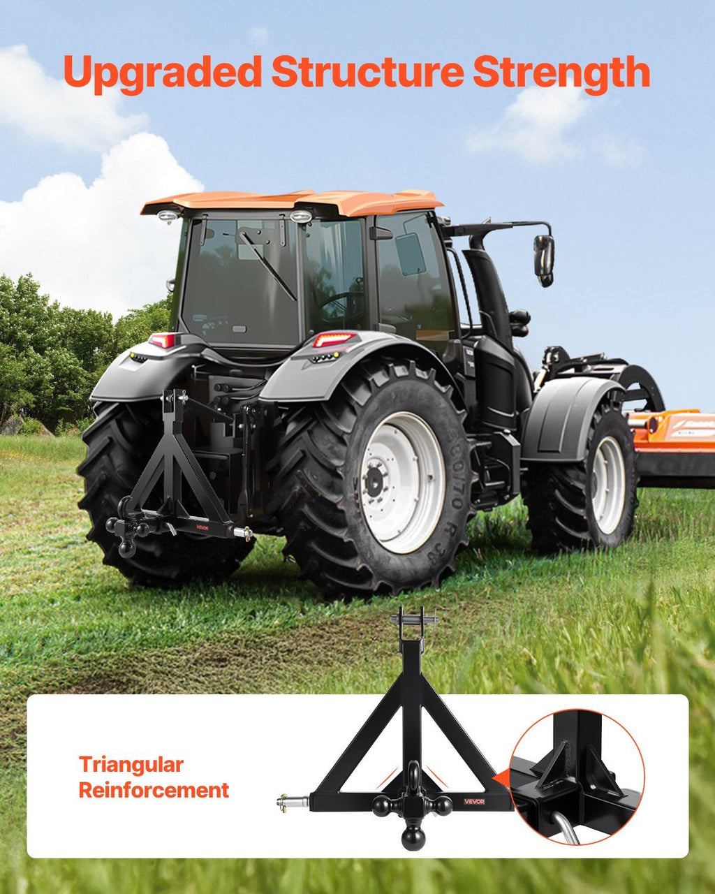 VEVOR 3 Point Trailer Hitch 2 in Receiver, 3pt Quick Hitch Attachment with 3 Trailer Balls, Tractor Tow Drawbar Adapter, Compatible with Kubota, Mahindra, Ford, Yanmar, John Deere, Massey Ferguson