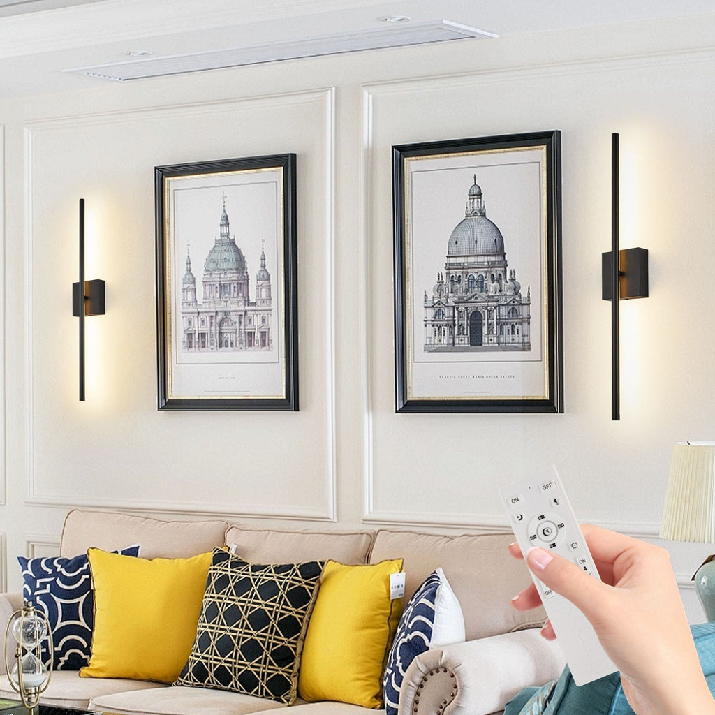 28" 2-Pack Modern LED Wall Sconce, Minimalist Indoor Wall Light Fixtures, Black Matte Finish for Living Room, Bedroom, Hallway, Hotel, and Home Decor