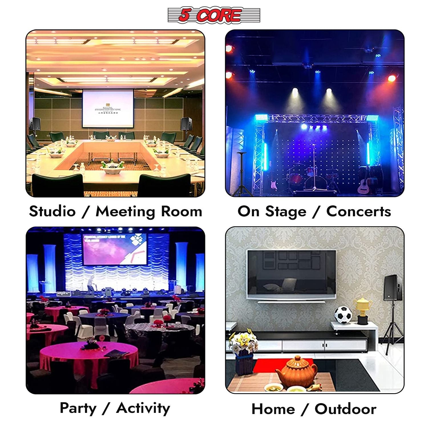 5 Core Speaker Stand Tripod Floor Tall Adjustable Up to 72 Inch DJ Studio Monitor Stands Pole Mount - SS ECO 1PK WOB