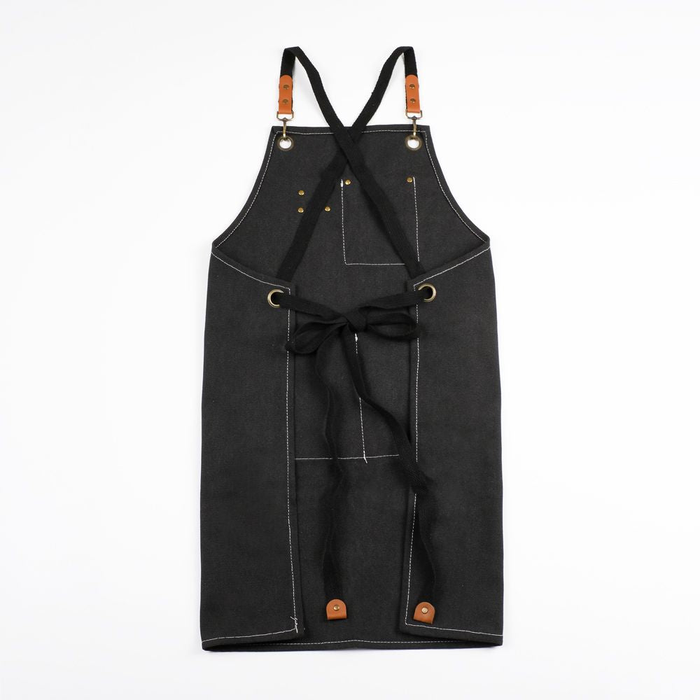 Xemussa Chef Aprons for Men Women with Large Pockets, Cotton Canvas Cross Back Heavy Duty Adjustable Work Apron, Size M to XXL