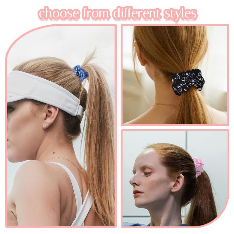 Hair Bow Scrunchy Hair Ties for Girls Ponytail Holders for Women Bunny Ear Scrunchies 3Pcs