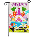 Garden Flag Happy Easter Rabbit Gnome in Truck 12x18 inch Blockout Fabric Double Sided