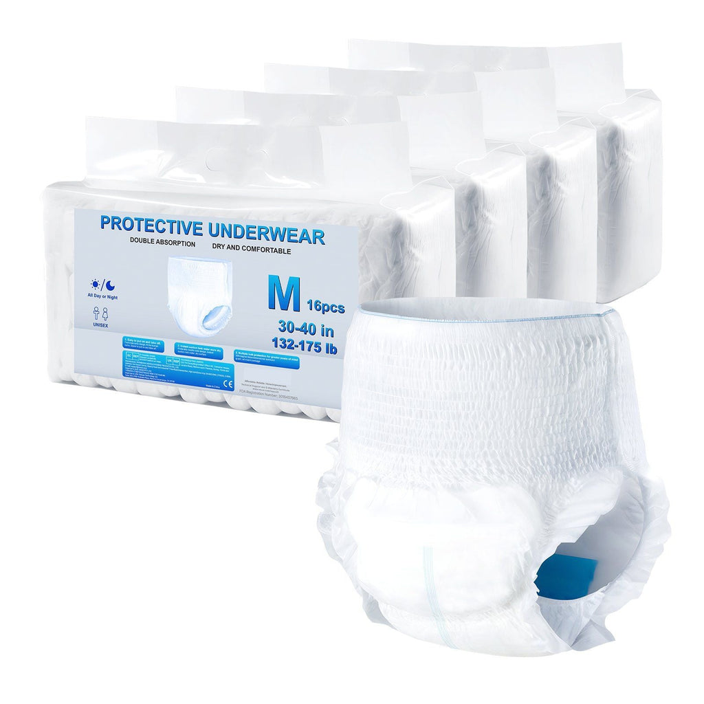 High Absorbency Adult Incontinence Underwear for Men & Women - Leakproof & Comfortable Disposable Pull-ups with Wetness Indicator, Size M, Pack of 64