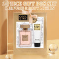 2-piece set, women's perfume spray and body lotion gift box, lasting fragrance, aldehydes, jasmine, ylang, orange blossom, bergamot, lemon flavor, very suitable for holiday gifts, dates, parties
