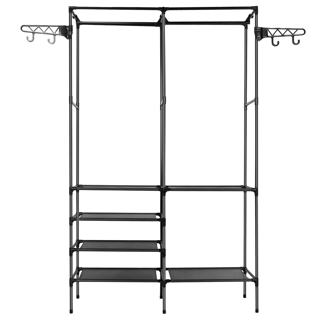 Metal Garment Rack Shoe Clothing Organizer Shelves Freestanding Multifunctional Clothes Wardrobe
