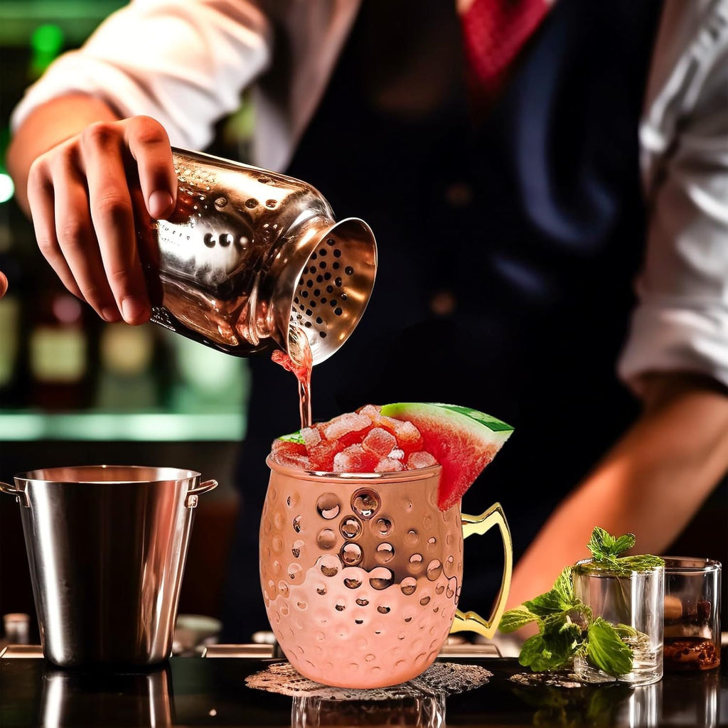 24 Pack 12 oz Moscow Mule Mugs Set Copper Cups Bulk Stainless Steel Rose Gold Moscow Mule Cups Tarnish Resistant Hammered Finish Chilled Coffee Mugs for Wedding Gift Cocktail Drinkware