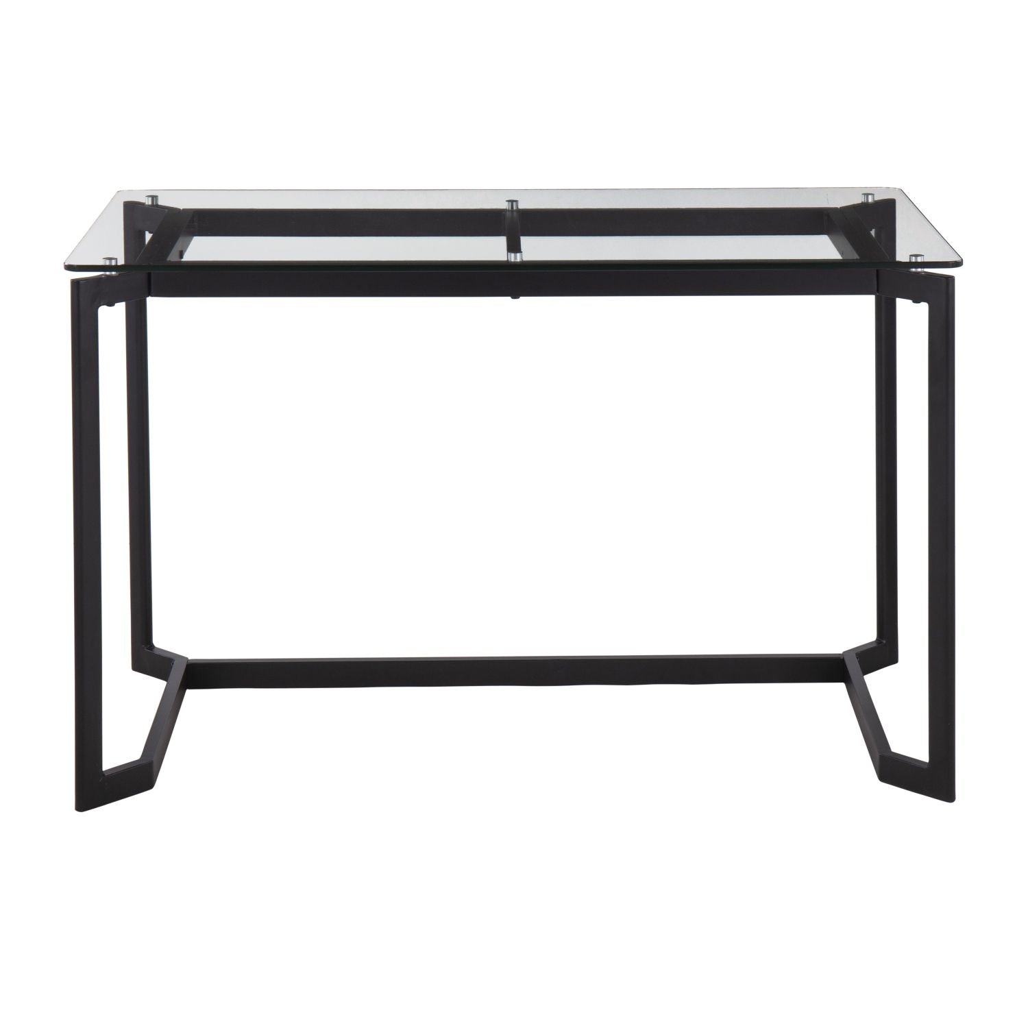 Masters Modern Office Desk in Black Steel with Clear Glass Top by