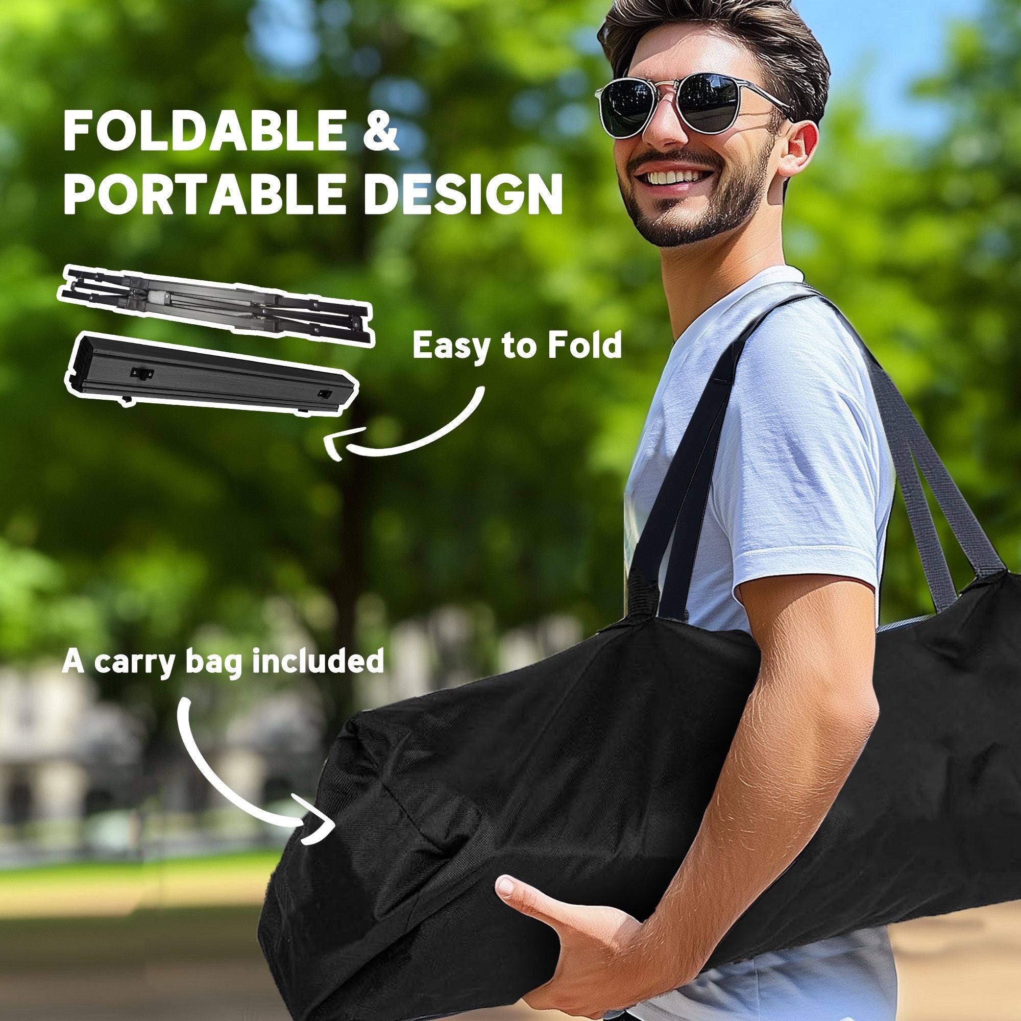 3ft Aluminum Small Folding Table, Portable Camping Table with Storage Bag, Carry Bag for Outdoor Picnic BBQ, Black