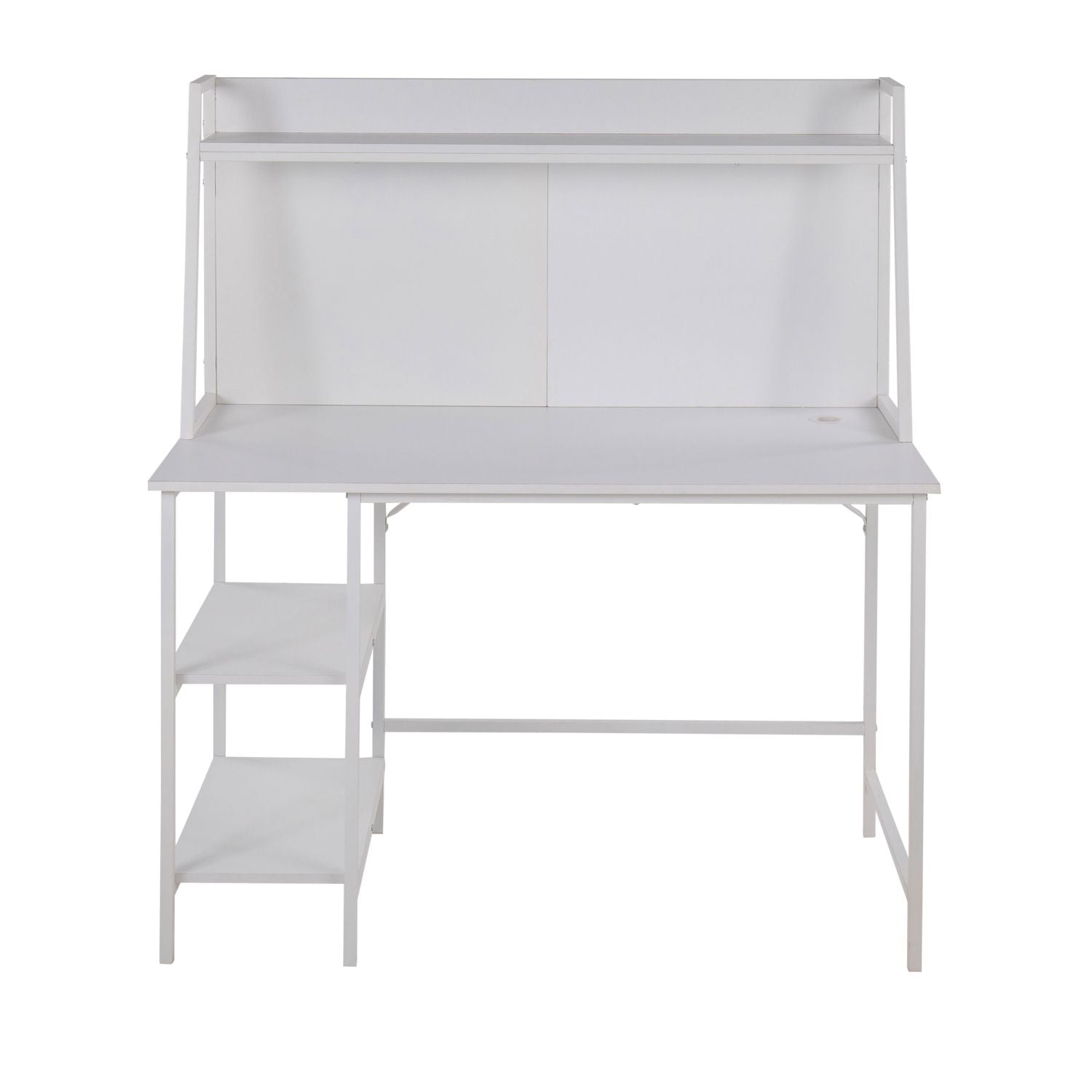 Geo Shelf Contemporary Desk in White Steel and White Wood by