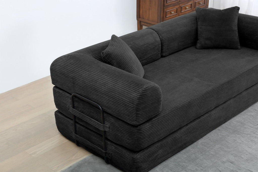Foldable Sofa Bed, 77.9'' Folding Floor Couch, Compressed Convertable Sleeper Sofa, Memory Foam Couch with Pillow Back Support Armrest, 4-in-1 Futon Sofa Bed for Living Room, Army green