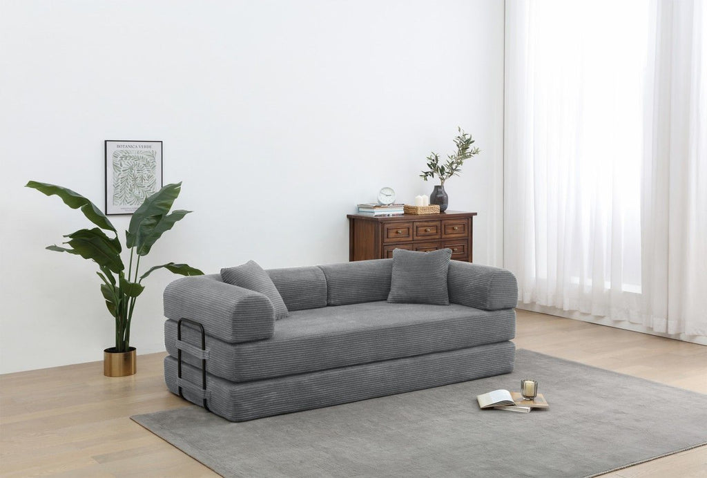 Foldable Sofa Bed, 77.9'' Folding Floor Couch, Compressed Convertable Sleeper Sofa, Memory Foam Couch with Pillow Back Support Armrest, 4-in-1 Futon Sofa Bed for Living Room, Army green