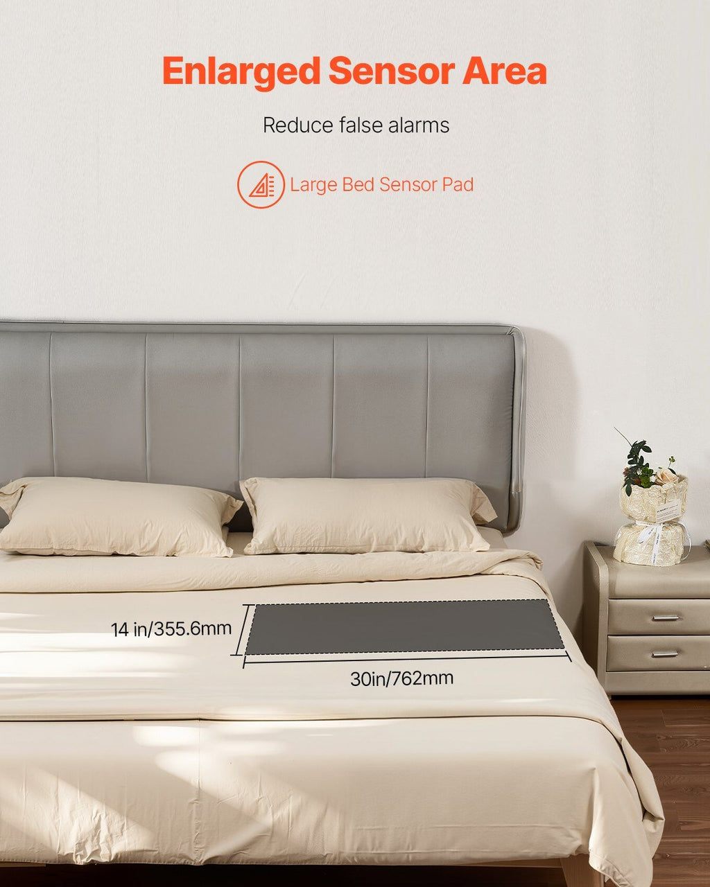 Wireless Bed Alarm System for Elderly - 14x30 Inch Safety Pad with Pager for Home & Hospital Fall Prevention