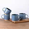 12 OZ Stackable Coffee Mugs, Ceramic Coffee Mugs with Texture Patterns for Man,Woman,Dad,Mom, Modern Coffee Cups Set of 4 for Latte/Cappuccino/Cocoa. Dishwasher&Microwave Safe